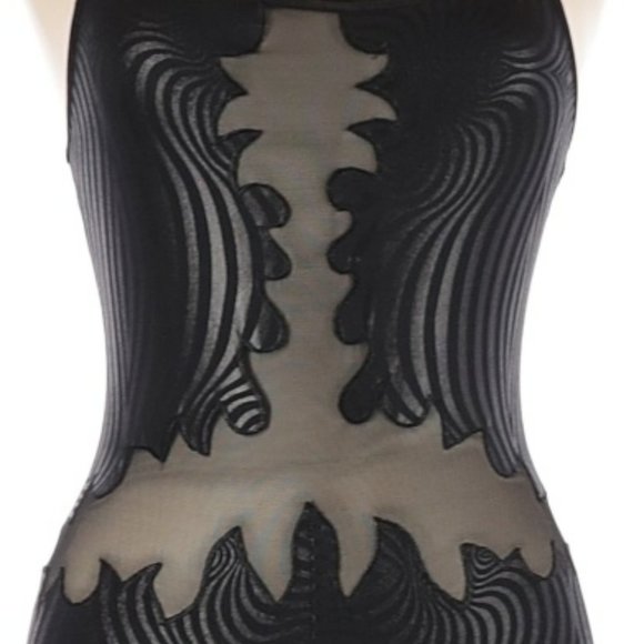 ๐ฅCHIC & SEXY๐ฅVTG Embroidered Mesh Insert Detail Jumpsuit In Black - Picture 8 of 16